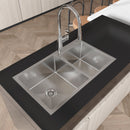 Stainless Steel Kitchen Sink, 32"x19" Double Bowl in Brushed Nickel by HouseOfZazla