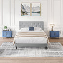 Modern Upholstered Platform Bed Frame With Button Tufted Fabric Headboard by HouseOfZazla
