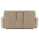 Elison - Motion Loveseat With Console - Dark Beige Polish Microfiber by Unique Piece Furniture