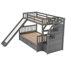 Bunk Bed With Storage Staircase, Slide, Desk, Drawers, And Shelves by HouseOfZazla
