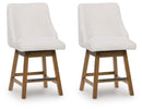 Cabalynn - Upholstered Swivel Barstool (Set of 2) - Oatmeal / Light Brown