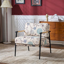 27.56" Modern Accent Chair with Plush Cushions and Wooden Armrests