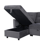 Hudson - Reversible Sleeper Sectional Sofa With Storage Chaise - Dark Gray by HouseOfZazla