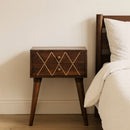 Inlay Geo Brass Bedside Table - Chestnut by Unique Piece Furniture