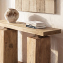 Calder 60' Solid Reclaimed Elm Plinth Console Table, Heritage Light Natural Brown