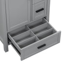 Bathroom Vanity With Sink, Soft Close Door, Double Layer Door Shelf And 3 Drawers - Gray by HouseOfZazla