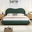 Queen Size Upholstered Platform Bed Frame with Rounded Corners Curved Headboard by HouseOfZazla