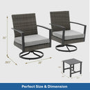 3 Piece Patio Furniture, Swivel Rocker Bistro Set With Side Table & Cushions For Porch - Gray by HouseOfZazla