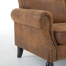 68 Inch Nailhead Trim Couches for Living Room, 22' Deep Seat Rolled Arm Sofa, Faux Leather Couch Upholstered SofaComfy Upholstered 2 Seater Sofa, w/Wooden Leg, Large Traditional Sofa for Bedroom