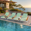 White Iron and Teak Finish Outdoor Chaise Lounge Set by HouseOfZazla