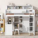 Loft Bed With Built In Desk, Storage Shelves, And Wardrobe