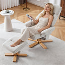 Upholstered Heated Massage 360° Swivel Accent Chair With Ottoman by HouseOfZazla