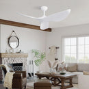 Ceiling Fan Without Light, DC Motor Remote Control Fan For Indoor / Outdoor Use - White