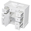 36" Bathroom Vanity with Sink Combo, One Cabinet and Six Drawers, Solid Wood and MDF Board, White