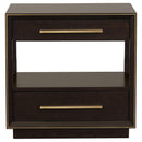 2 Drawer Nightstand With Trim And USB Charging - Brown
