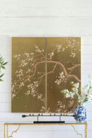 Cherry Blossom Wall Art Panels, Wall Decor For Living Room Dining Room Office Bedroom (Set of 2) - Gold by HouseOfZazla