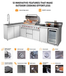 Outdoor Kitchen Island 82.5 Inch 6-Burner Propane Gas BBQ Grill by HouseOfZazla