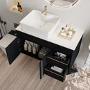 36" Wall-Mounted Bathroom Vanity with Vessel Ceramic Sink & Plywood Countertop by HouseOfZazla