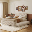 Upholstered Platform Bed With Trundle And 2 Sets Of USB Ports On Each Side, Fabric by Unique Piece Furniture