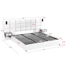 Upholstered Hydraulic Platform Bed With Storage Shelves, Reading Lamps, USB Port