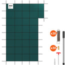 Inground Pool Safety Cover, 22 ft x 42 ft Rectangular Winter Pool Cover with Right Step by HouseOfZazla