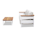 Rhodes 2pc Teak & Aluminum Outdoor Sofa and Coffee Table Set