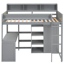 Loft Bed With Built In Desk, Storage Shelves, And Wardrobe by HouseOfZazla