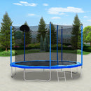 12Ft Trampoline For Adults & Kids With Basketball Hoop, Outdoor Trampolines With Ladder And Safety Enclosure Net For Kids And Adults - Blue by HouseOfZazla