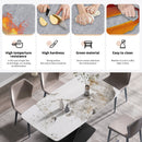 Modern Artificial Stone Pandora White Curved Metal Leg Dining Table, Can Accommodate 6-8 People - Antique White by HouseOfZazla