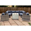 Premium 6 Person Wicker Patio Seating Group With Deep Cushions And Concrete Fire Pit - Gray Mix by HouseOfZazla