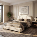 Queen Size Upholstered Bed With Boucle Fabric