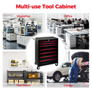 Rolling Metal Tool Chest with 7 Drawers - Black