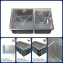 Stainless Steel Kitchen Sink, 32"x19" Double Bowl in Brushed Nickel by HouseOfZazla