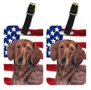 USA American Flag with Dachshund Luggage Tag