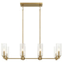 Willow - 8 Lights Island With Clear Ribbed Pendant Lamp Satin - Antique Brass / Clear / Gold by HouseOfZazla