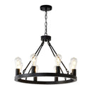 6 Light (No Bulbs) Wagon Wheel Chandelier Farmhouse Modern Small Round Chandelier For Living Room Kitchen Island Foyer Hallway Entryway Bedroom Dining Room Light Fixture Ceiling Hanging - Matte Black