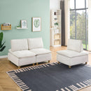 88-inch simple, modern and ultra-comfortable straight-row three-seater off-white flannel sofa is suitable for living rooms, bedrooms and balconies.