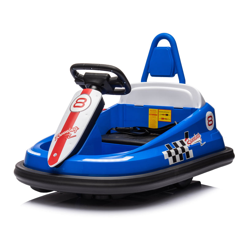 6V Kids Ride on Electric Go Kart Bumper Car W/Parents Remote Control,Three Speed Adjustable,LED Lights,Horn,Bluetooth,Player&360Spin,Vehicle body with Anti-collision padding for 18m+.