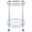 Chrissy Round Glass Shelf Metal Bar Cart Chrome