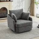 40.55"W Swivel Accent Chair With 2 Throw Pillows