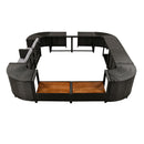 Spa Surround Spa Frame Quadrilateral Outdoor Rattan Sectional Sofa Set With Mini Sofa, Wooden Seats And Storage Spaces by HouseOfZazla