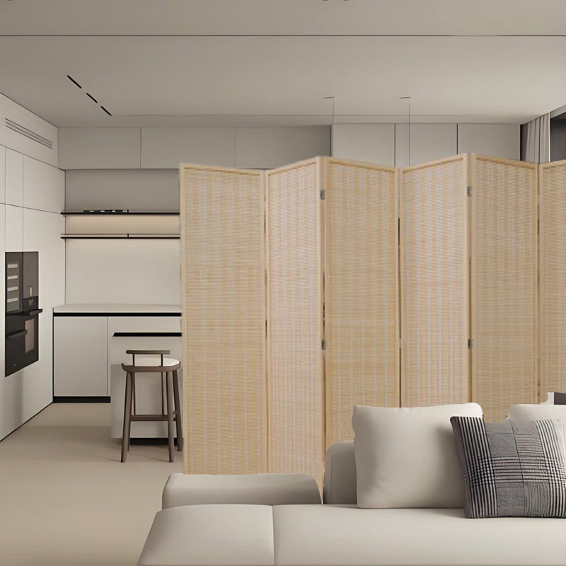 6 Panel Room Divider, Bamboo-Woven Folding Screens