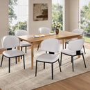 7 Pieces Contemporary Dining Set with Faux Leather Chairs and Metal Legs , Black+White+Natural Wood Finish