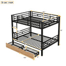 Full Size Convertible Bunk Bed With 2 Drawers Durable - Black by HouseOfZazla