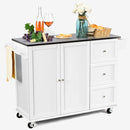 Kitchen Island 2-Door Storage Cabinet with Drawers and Stainless Steel Top by LJGDeals
