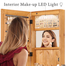 Jewelry Armoire Organizer With Full Length Mirror, Wall Mounted Lockable Cabinet With LED Light by Unique Piece Furniture