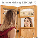 Jewelry Armoire Organizer With Full Length Mirror, Wall Mounted Lockable Cabinet With LED Light by Unique Piece Furniture