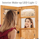 Jewelry Armoire Organizer With Full Length Mirror, Wall Mounted Lockable Cabinet With LED Light by HouseOfZazla