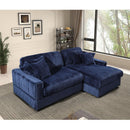 Modern Corduroy Blue Corner sofa Sleeper Sofa Couch With Comfy Deep Seat& 6 Pillows