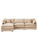 Modular L-Shaped Sectional Sofa Set with Movable Ottoman, Chenille, Coffee, 105 Inches